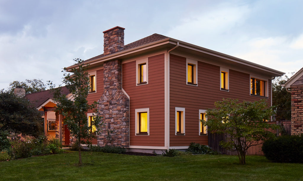 MinnePHit House southwest perspective at dusk