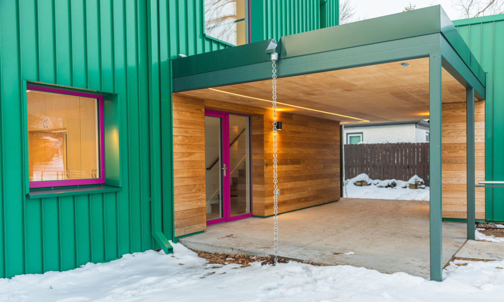 Lexington Parkway Passive House Plus covered front entry